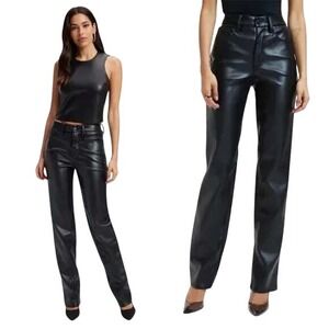 Good American Womens 10/30 Better Than Leather Good Icon Black Pants NWT